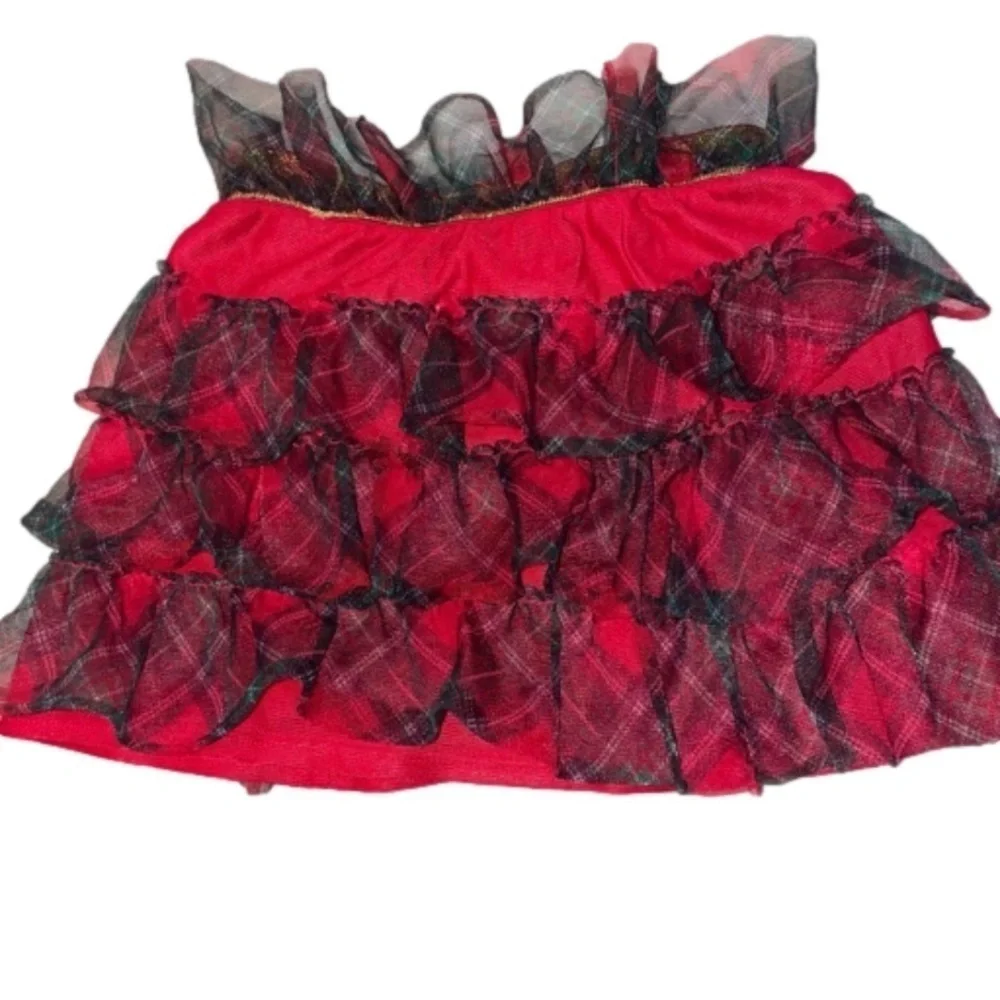 Holiday Time 2 Tutus (2T/NP2)Girl Red Green Plaid Other DDG Cat Outfit (3-6 M)